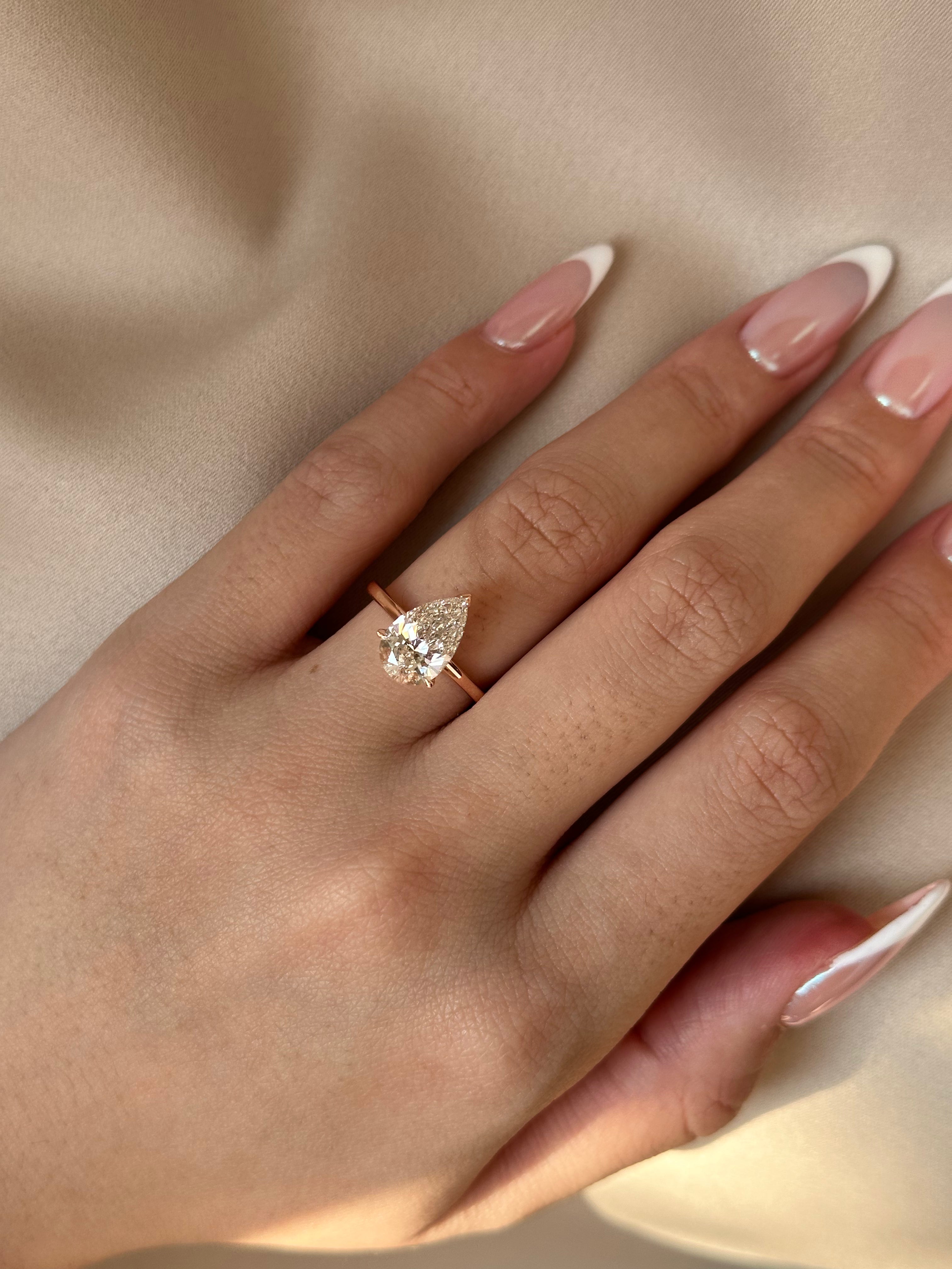 Marquise Shaped Three Stone Lab Grown Diamond Engagement Ring